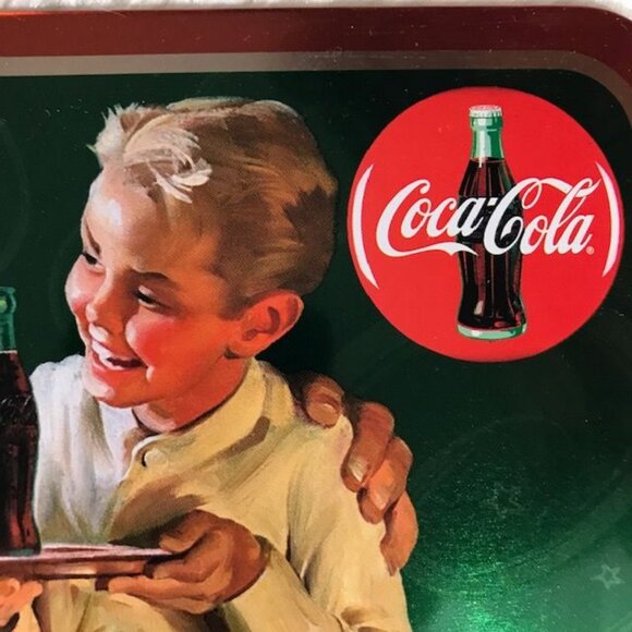 NWOT Set of 2 Vintage Coca-Cola Santa and Sweet Kids Tin Trivet and Wall Plaque - Picture 4 of 12